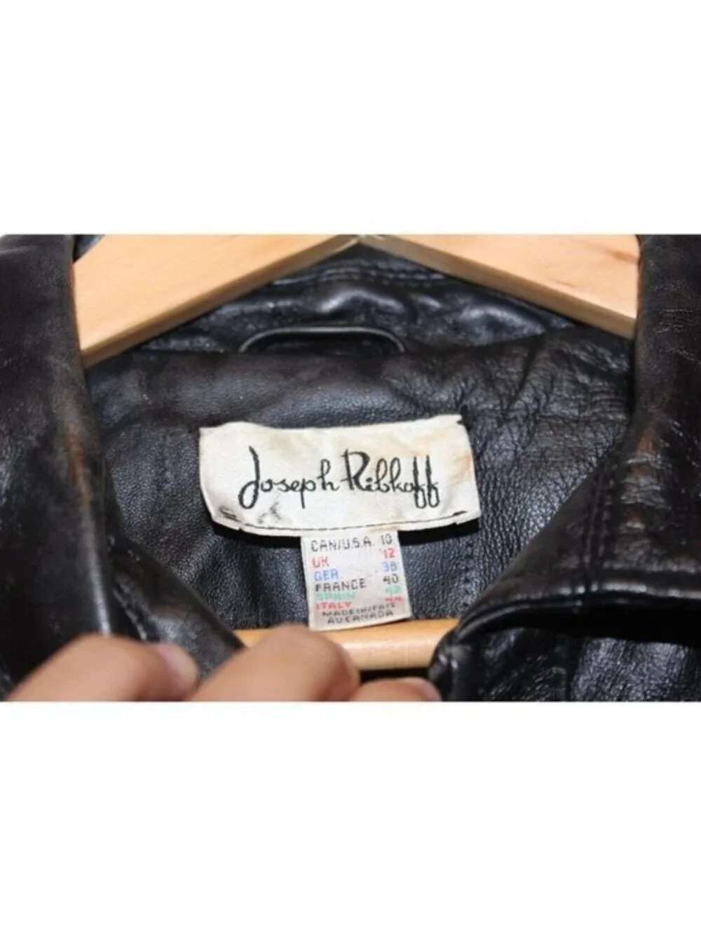 Joseph Ribkoff Black  Leather Minimalist Jacket Women size 10 Old Money